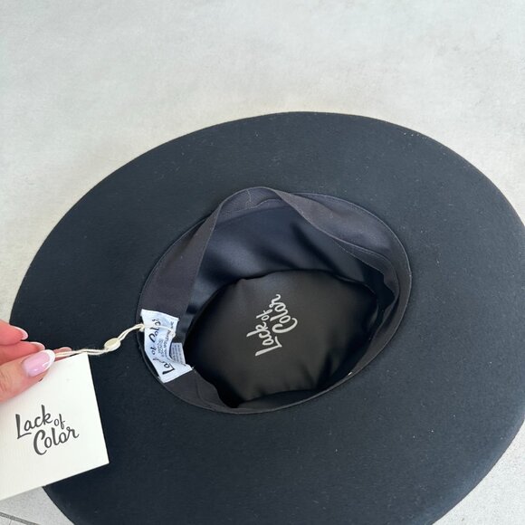NWT Lack of Color Val Diamond Crown Wool Felt Fedora Hat Black Velvet Ribbon Ban main image 6